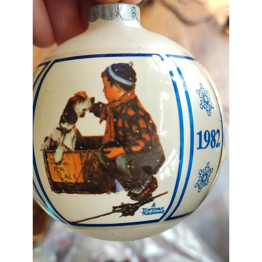 1982 A Boy Meets His Dog 4th-Schmid Ornament norman rockwell